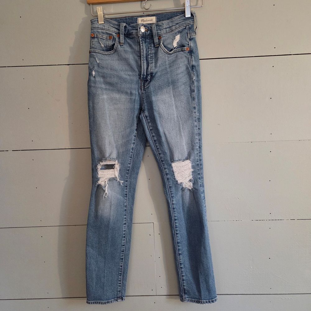 Madewell Perfect Vintage Blue Light Wash Distressed Denim Women Jeans Size 23
